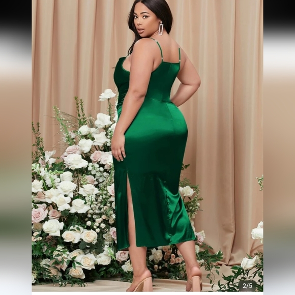 Draped Neck Split Thigh Slip Dress - Picture 4 of 10